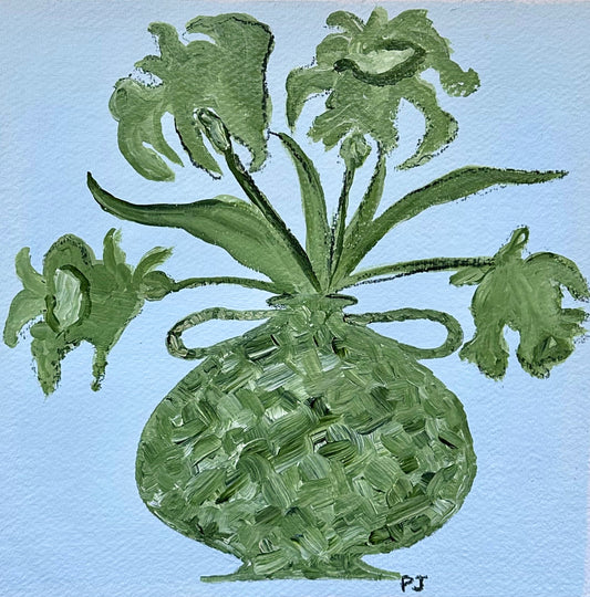 Green Vase of Flowers IV