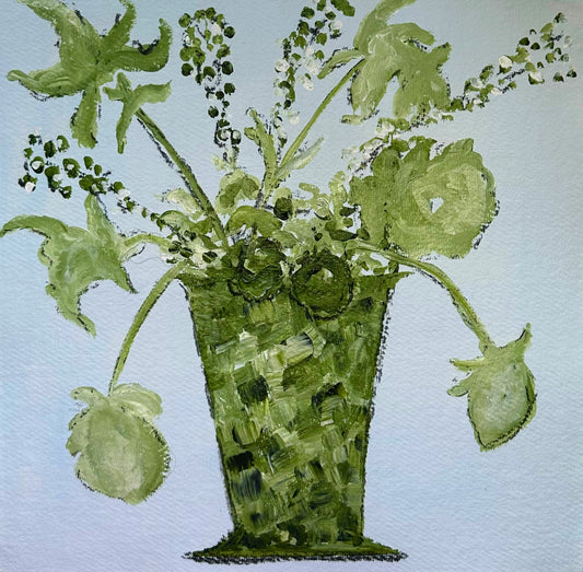 Green Vase of Flowers