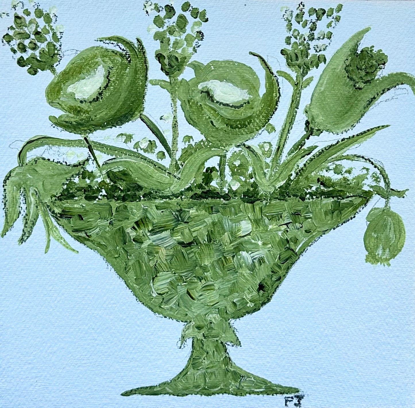 Green Vase of Flowers III