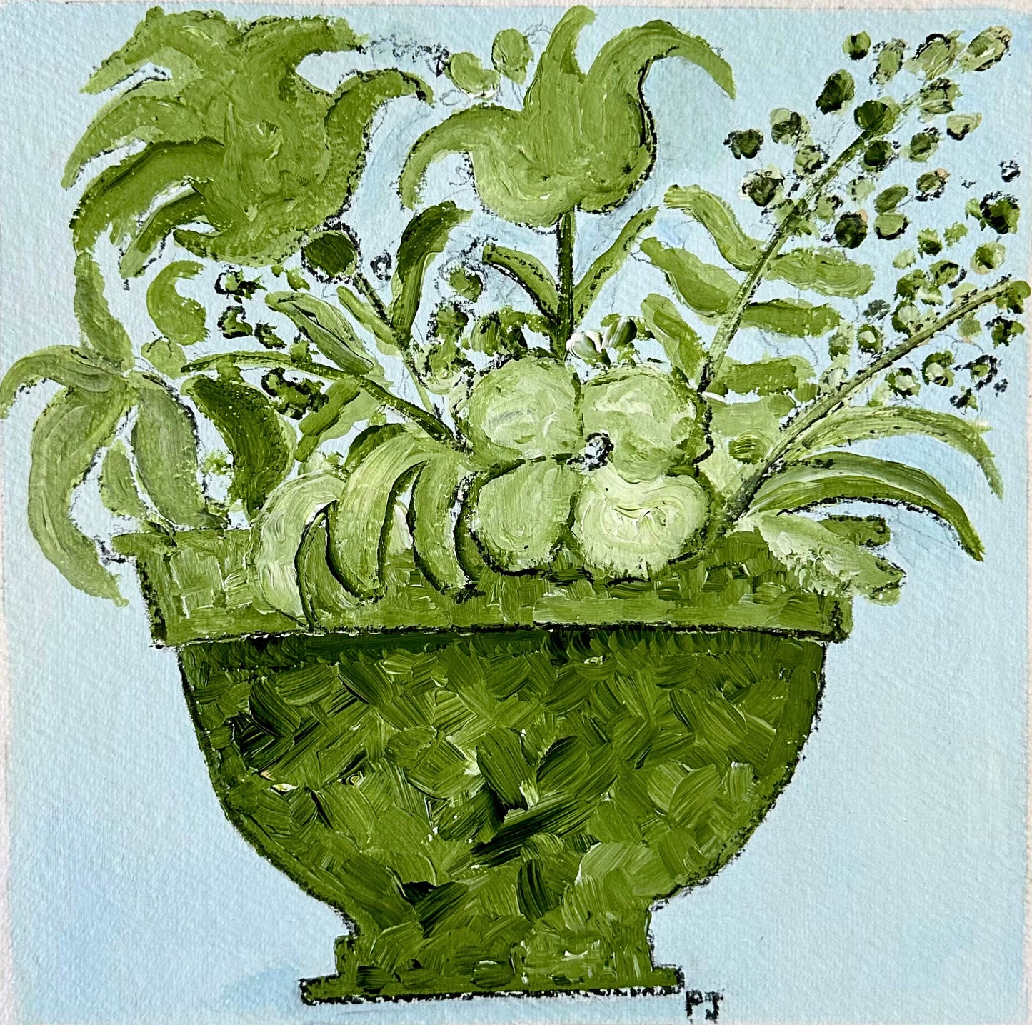 Green Vase of Flowers V