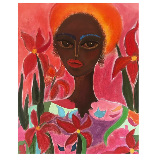 Original artwork of a women surrounded by flowers